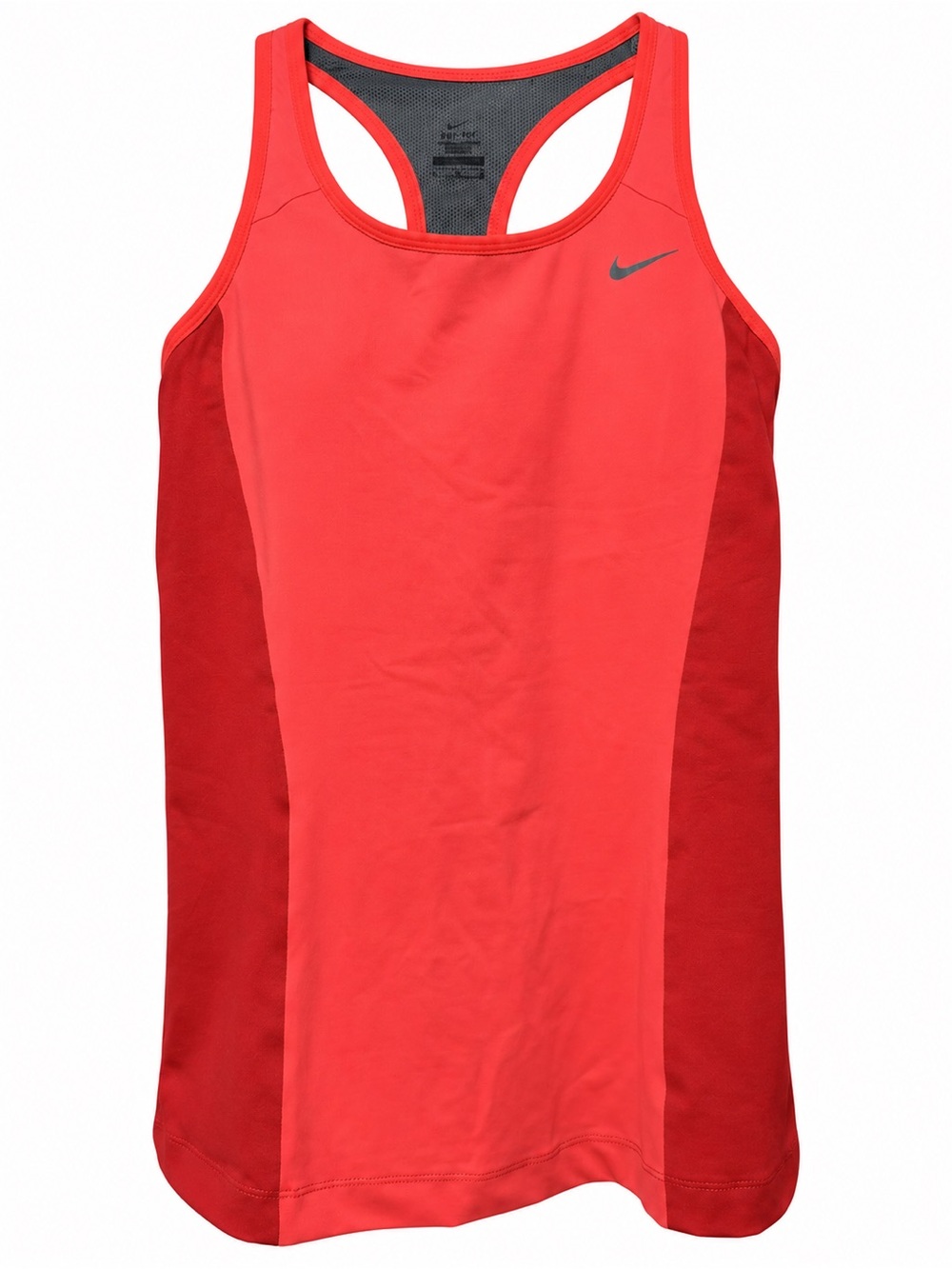 Nike Women's Coral Red Racerback Training Tank with Contrast Panels and bra